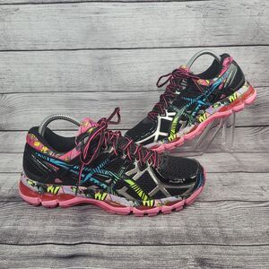ASICS Gel Kayano 21 Black Multi Running Shoe T4H7Q Womens 9 US